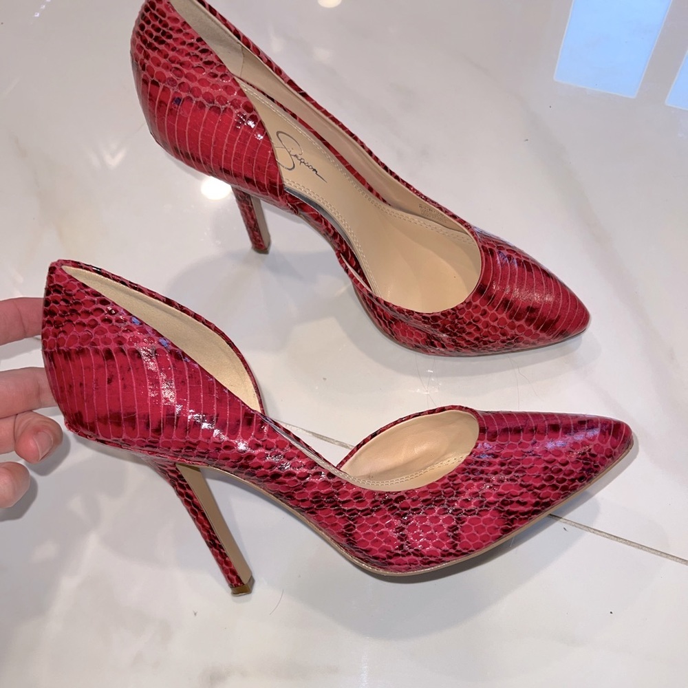 Jessica Simpson Red Snakeskin Heels